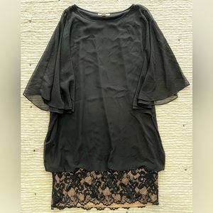 Dressbarn Black and Tan Lace Dress . Size Large